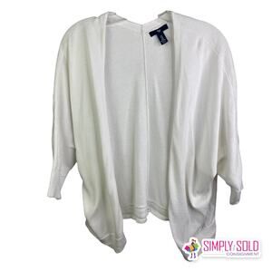 Gap Womens White Open Front Batwing Sleeve Knit Cardigan Sweater Size Medium
